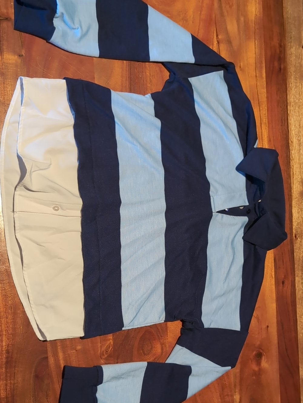 Notations Polo Top in Navy and Light Gray